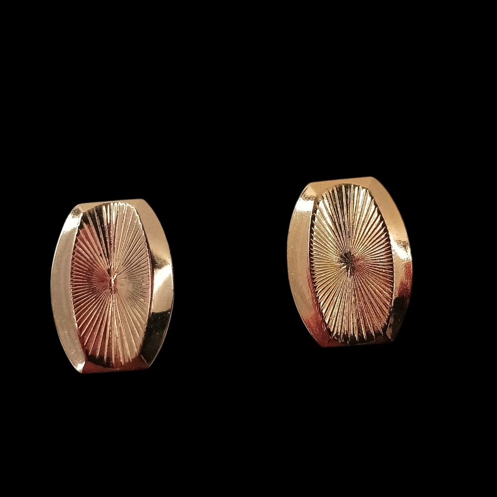 Cufflinks Set Vintage Star Burst Gold Tone Mid-Century Space Age Graphic Design